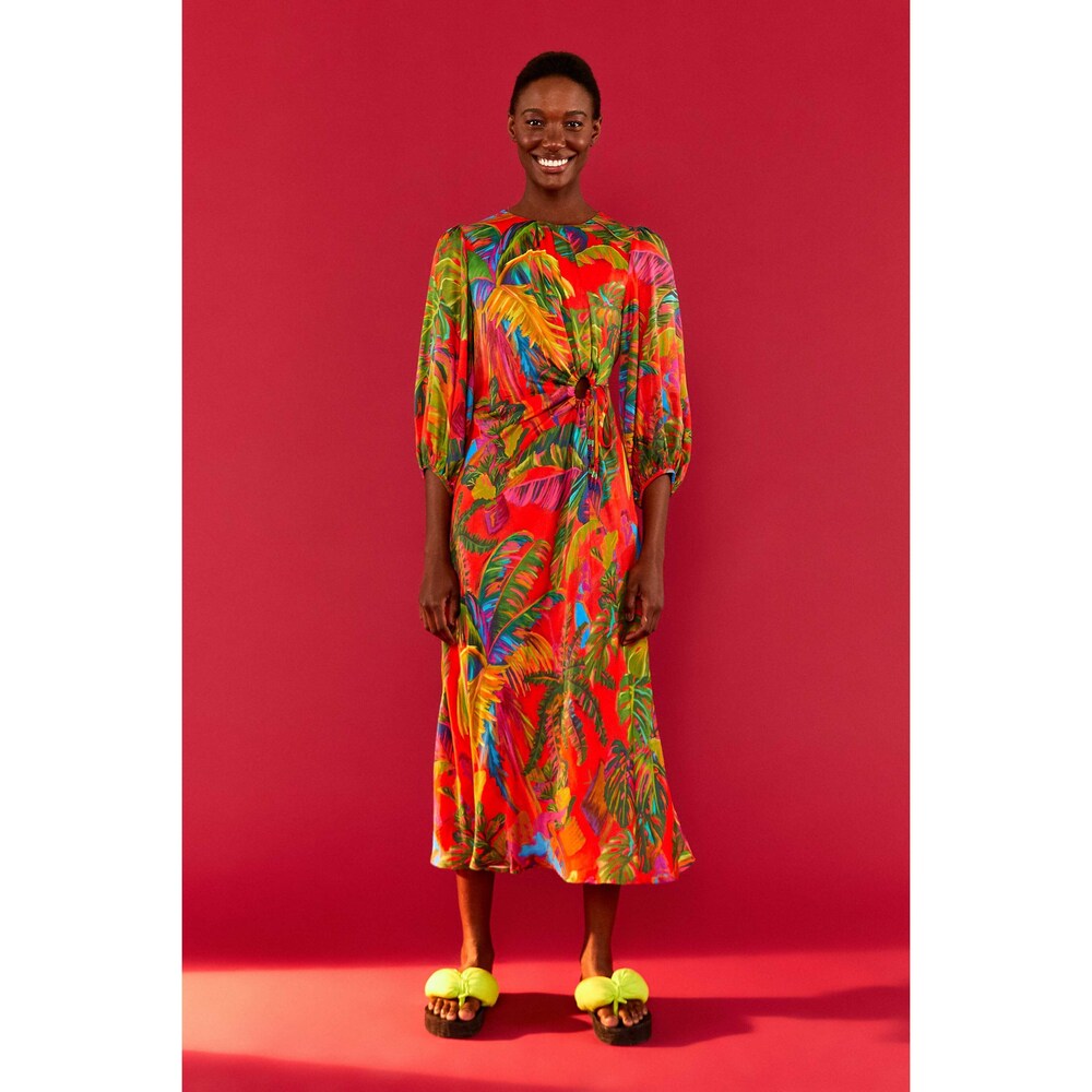 Red Urban Jungle Front Circle Cut Out Midi Dress